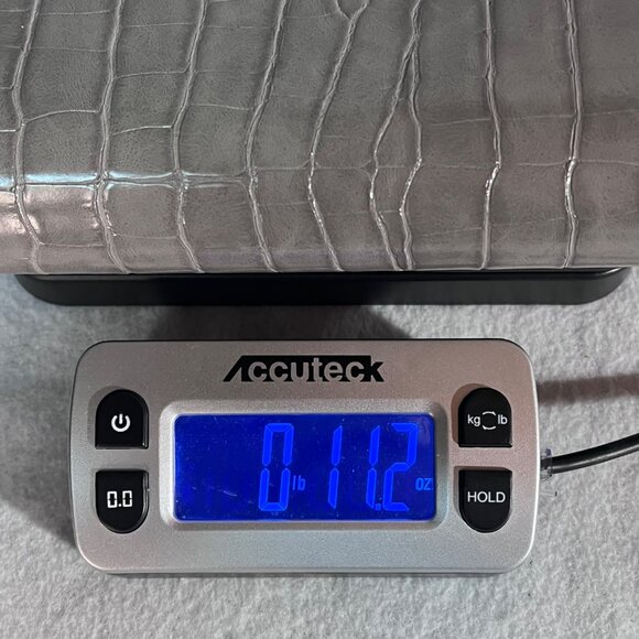 Jessica McClintock Gray Faux Crocodile Emboss Leather Clutch Handbag Chain Strap - Picture 13 of 13